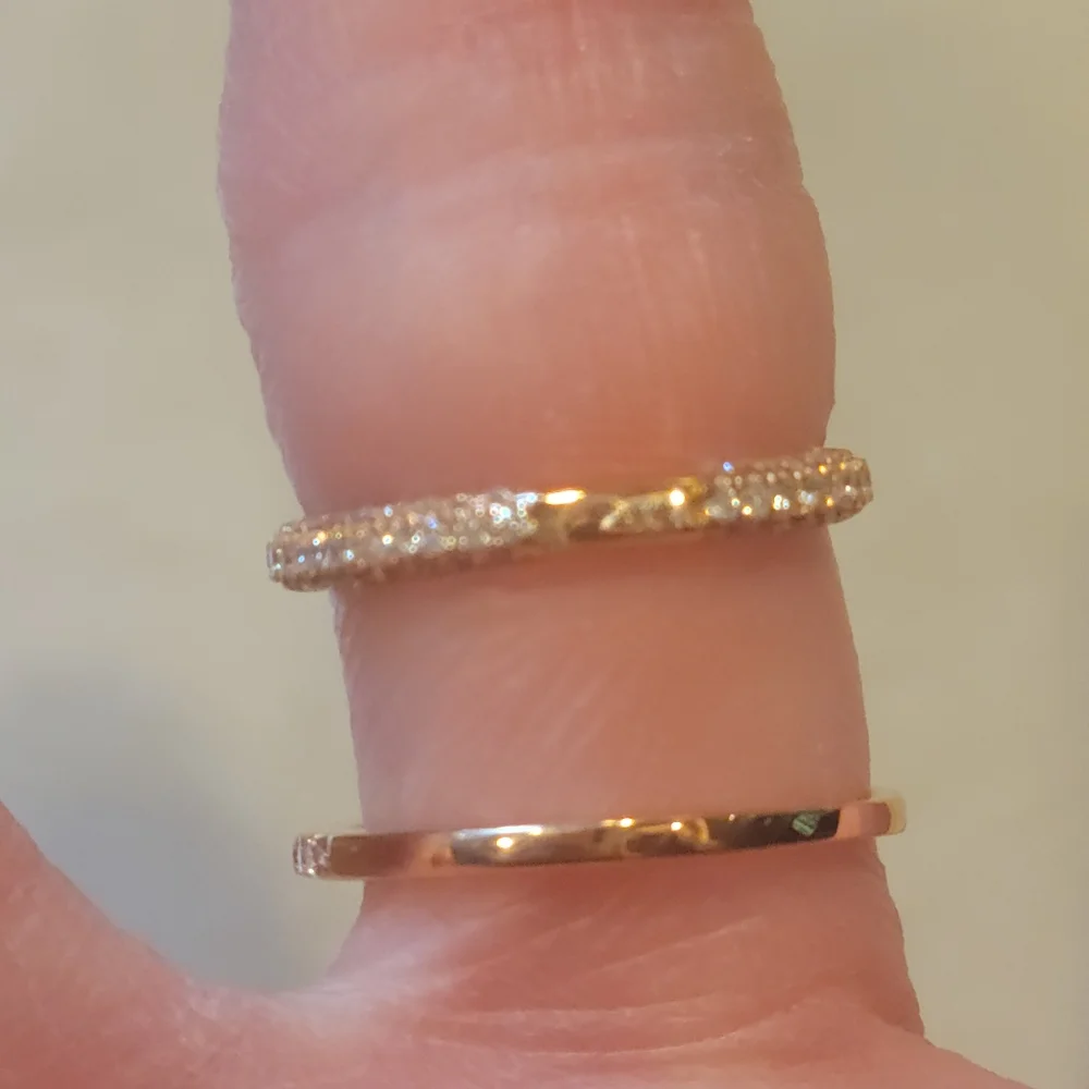 0.20 CT Half Eternity Wedding Band 14K/18K Solid Rose Gold Stackable Band 4.5